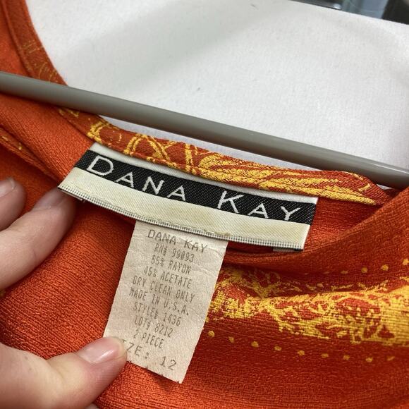 Dana Kay Women's Orange Hawaiian Maxi Dress Size 12 Aloha Summer Party Beach - Picture 5 of 9